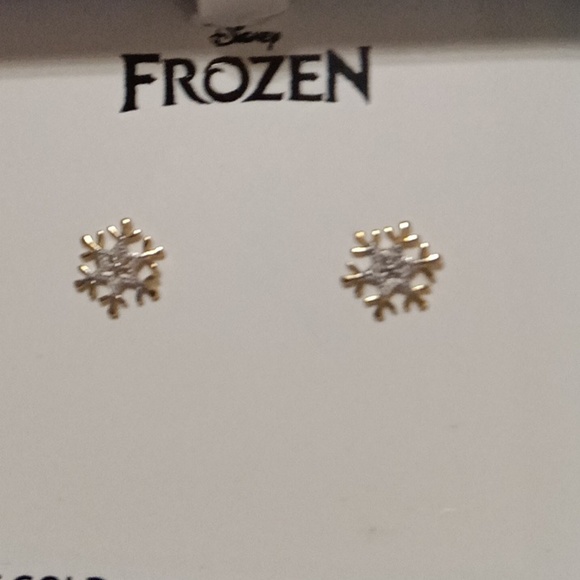 10kt Gold Disney FROZEN snowflake earrings - Picture 3 of 9